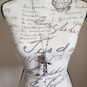 Guess brown and blue charm necklace